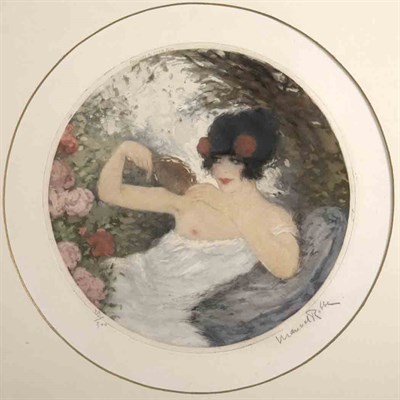 Lot 81 - Manuel Robbe [SEATED LADY] Color etching and...