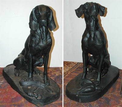 Lot 1267 - Pair of Black Painted Iron Figures of Seated...
