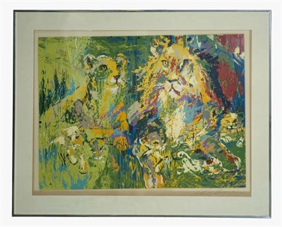 Lot 126A - LeRoy Neiman LION FAMILY Color screenprint,...