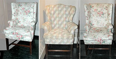 Lot 188 - Pair of George III Style Mahogany Wing Chairs;...
