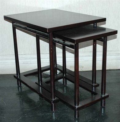 Lot 204 - Black Painted Nest of Two Tables Height of...