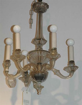 Lot 378 - Neoclassical Style Glass Six-Light Chandelier...
