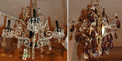 Lot 549 - Louis XV Style Five-Light Chandelier; Together...