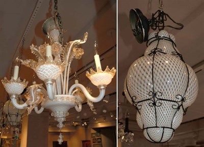 Lot 548 - Venetian Glass Six-Light Chandelier; Together...