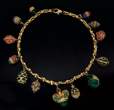 Lot 13 - Assembled Russian Egg Charm Necklace