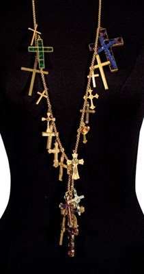 Lot 10 - Assembled Collection of Antique Cross Pendants Mounted as a Necklace