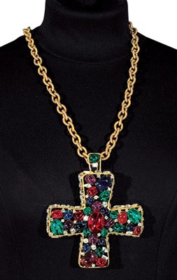 Lot 197 - Iradj Moini Jeweled Cross Pendant on Chain