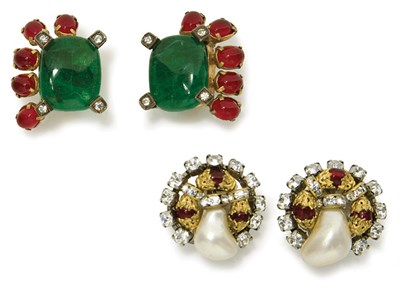 Lot 182 - Two Pairs of French Earrings