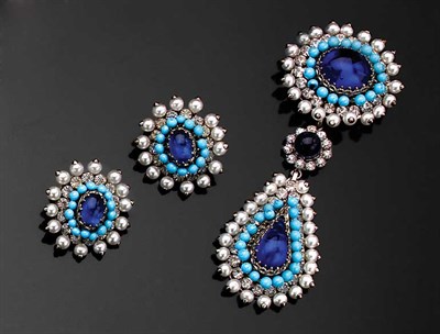 Lot 176 - French Pendant Brooch and Pair of Earrings