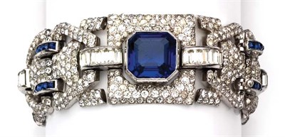 Lot 39 - Art Deco Faux Sapphire and Rhinestone Bracelet
