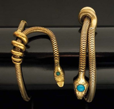 Lot 72 - Two Gilt-Metal Snake Bracelets