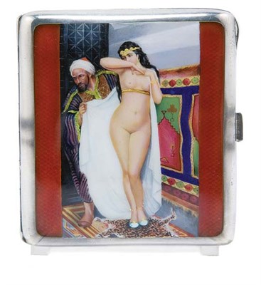 Lot 4329 - Middle Eastern Style Enameled Silver Cigarette...