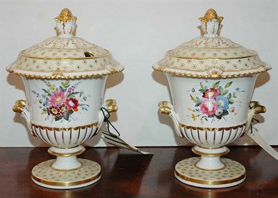 Lot 3360 - Pair of English Floral Decorated Porcelain...