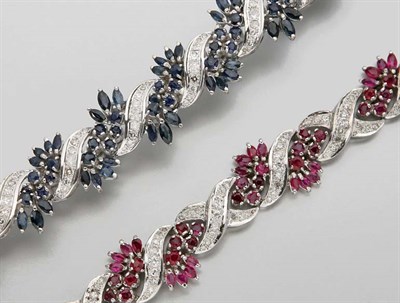 Lot 2370 - Ruby and Diamond Bracelet and Sapphire and Diamond Bracelet