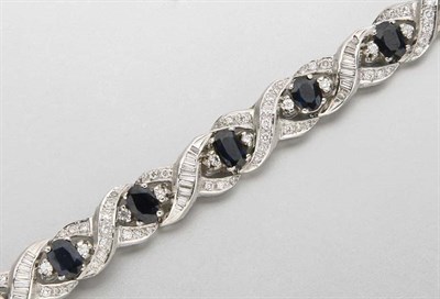 Lot 2617 - Diamond and Sapphire Bracelet