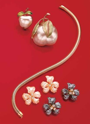 Lot 100 - Two Pearlized Fruit Pins.