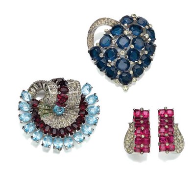 Lot 83 - Jomaz Heart Brooch and Pair of Earrings