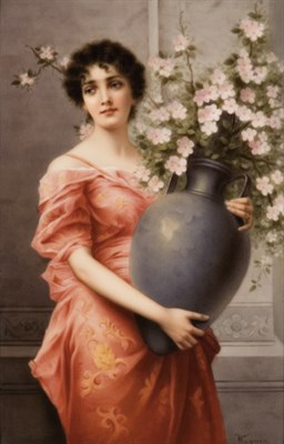 Lot 1140 - Framed KPM Painted Porcelain Plaque Wagner Of...