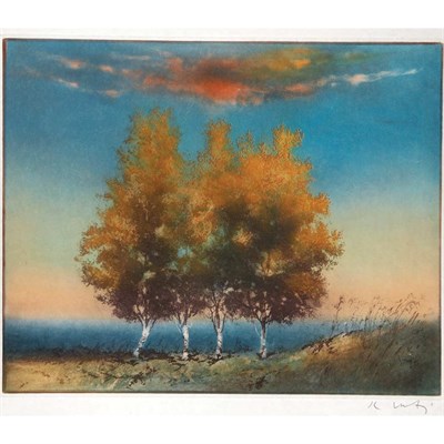 Lot 99 - Kaiko Moti [LANDSCAPE] Color etching and...