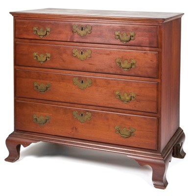 Lot 2280 - Chippendale Cherry Chest of Drawers Possibly...