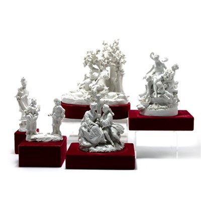 Lot 3188 - Four German White Glazed Porcelain Figure...