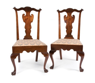 Lot 2130 - Pair of Chippendale Style Walnut Side Chairs R....