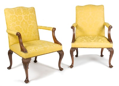 Lot 336 - Pair of George I Style Mahogany Library Chairs...