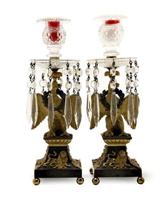 Lot 217 - Pair of Regency Cut Glass and Gilt and...