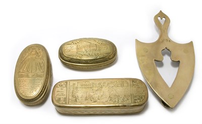 Lot 2337 - Three Dutch Brass Tobacco Boxes 18th Century;...
