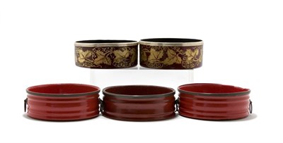 Lot 197 - Group of Five Chinese Export Red Lacquer Tole...