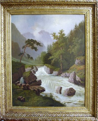Lot 3017 - Manner of Alexandre Calame Alpine Waterfall...