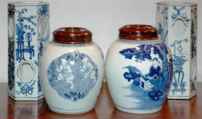 Lot 2115 - Two Similar Chinese Export Blue and White...