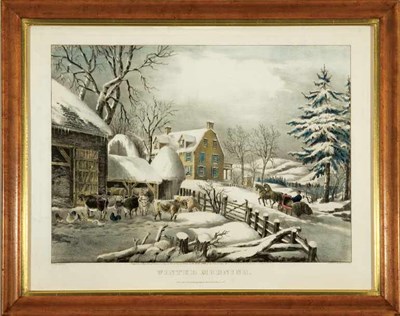 Lot 2094 - Currier & Ives WINTER MORNING Hand-colored...