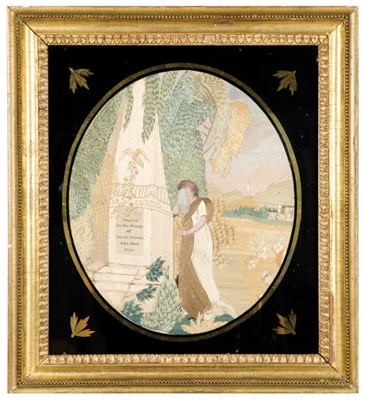 Lot 2204 - Silk Needlework Mourning Picture First half of...