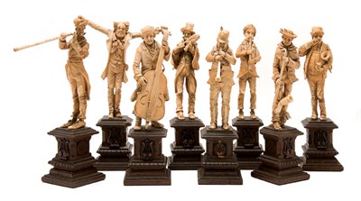 Lot 4520 - Set of Eight Continental Carved Ivory Figures...