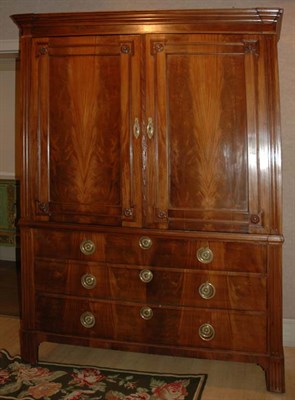 Lot 239 - Dutch Mahogany Linen Press Height 7 feet 3 1/2...
