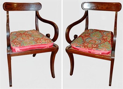 Lot 524 - Pair of Regency Style Mahogany and Caned Seat...