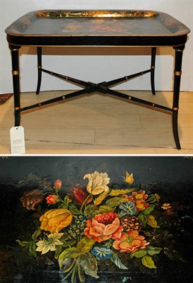 Lot 1549 - Victorian Style Tole Tray on Stand Height of...
