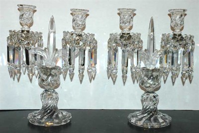 Lot 1487 - Pair of Baccarat Style Crystal Two-Light...