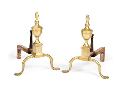 Lot 2275 - Pair of Chippendale Brass Andirons Height 16...