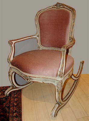 Lot 3379 - Italian Parcel Gilt and Painted Rocking Chair