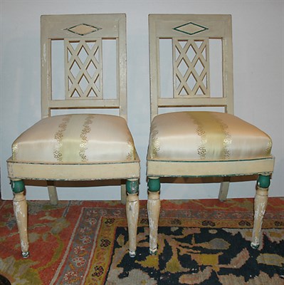 Lot 410 - Pair of Restauration Painted Side Chairs Circa...