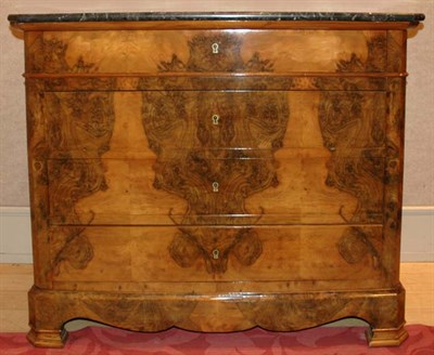 Lot 632 - Italian Marble Top Burl-Wood Commode Height 35...