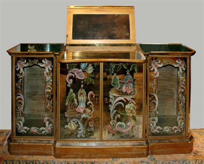 Lot 648 - Chinoiserie Decorated Mirrored Bar Cabinet...