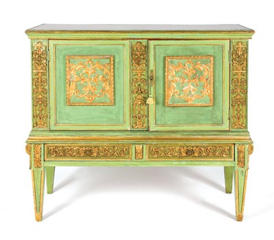 Lot 237 - Italian Parcel Gilt and Green Painted Side...
