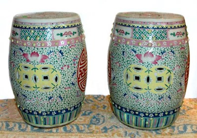 Lot 638 - Pair of Asian Porcelain Garden Seats Height 19...