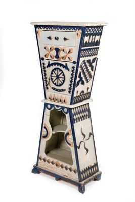 Lot 2239 - Tramp Art Painted Pedestal Cabinet Early 20th...