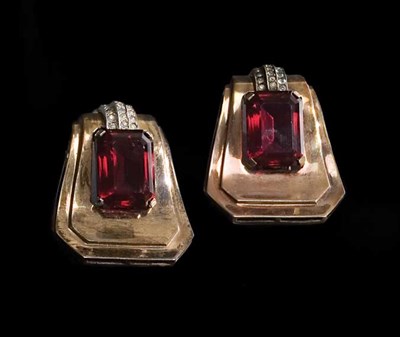 Lot 75 - Pair of Joseph Mazer Gilt Sterling Retro Clips