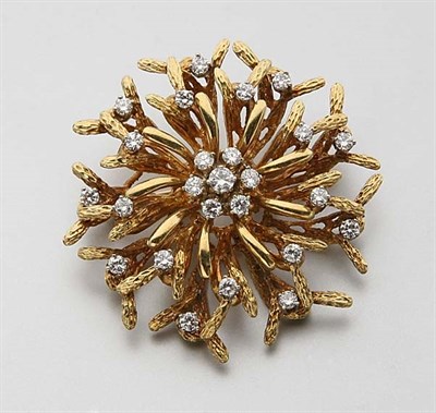 Lot 2503 - Gold and Diamond Flower Brooch