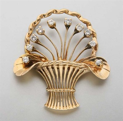 Lot 2513 - Gold and Diamond Basket Brooch